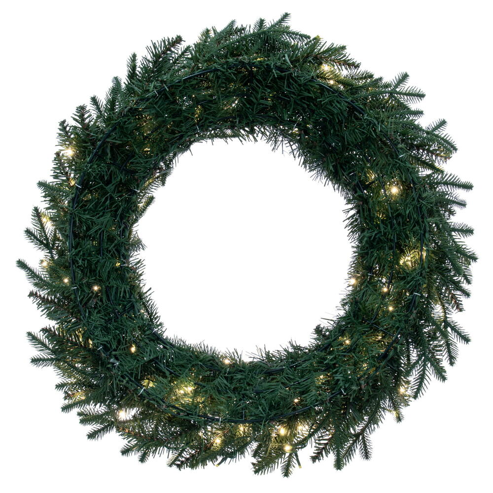 Vickerman 30" Kamas Fraser Fir Artificial Wreath with 200 Warm White Low Voltage 3mm Spider LED Lights and 480 PE/PVC Tips.