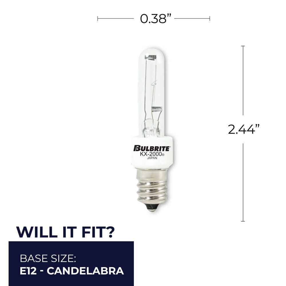 BULBRITE KRYPTON/XENON T3 CANDELABRA SCREW (E12) 60W DIMMABLE LIGHT BULB 2700K/WARM WHITE 2PK (473060)