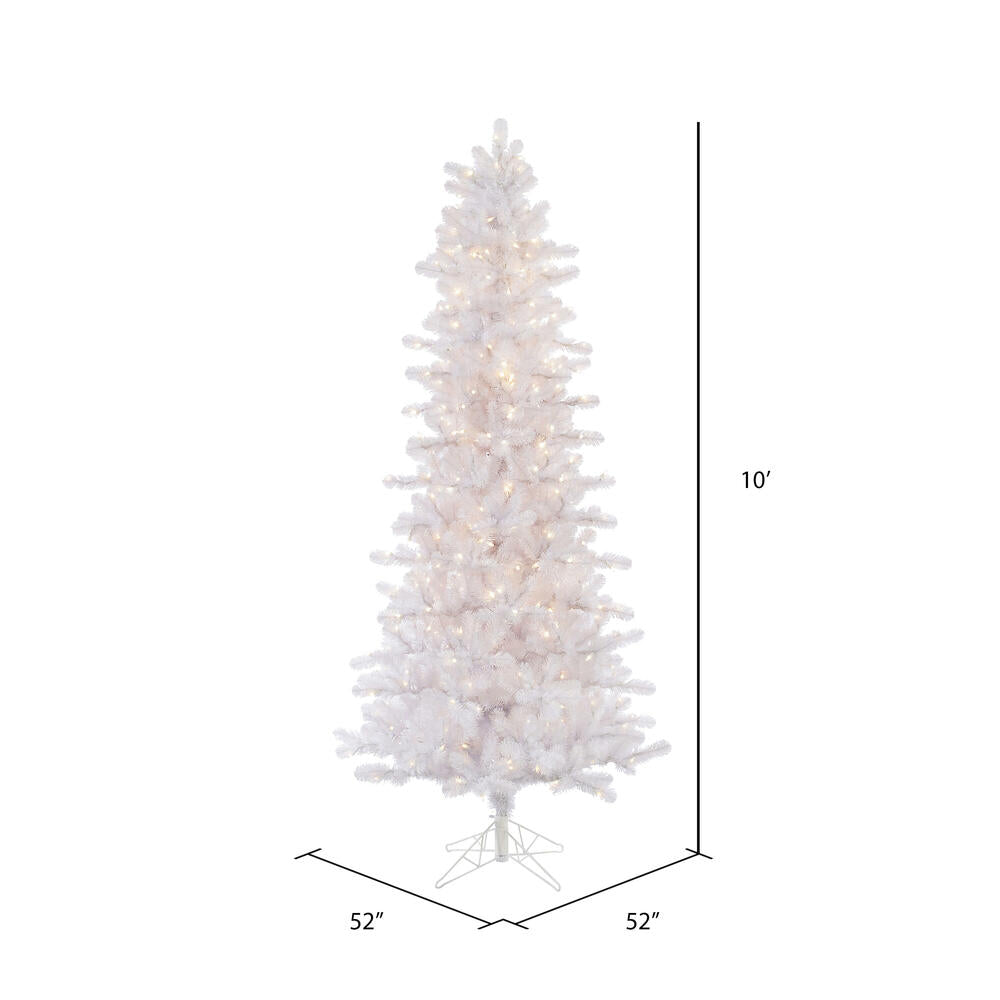 Vickerman 12' Crystal White Pine Slim Artificial Christmas Tree Pure White LED Lights