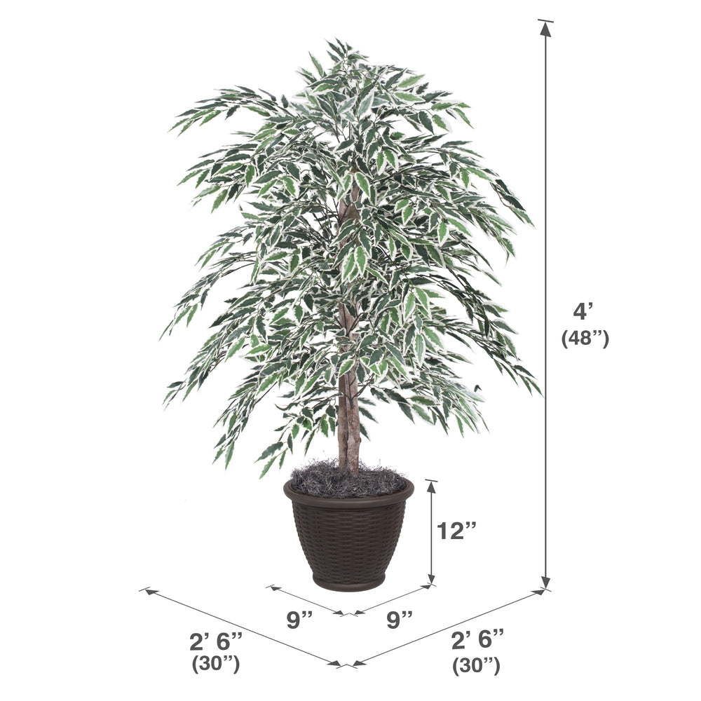 Vickerman 4' Artificial Variegated Smilax Bush Brown Plastic Container.