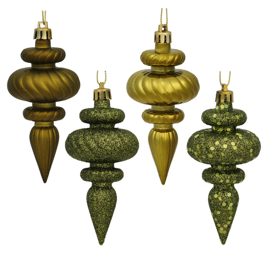 Vickerman 4" Olive 4-Finish Finial Ornament 8 per Box