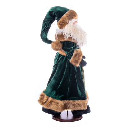 Vickerman 28" Emerald Green Velvet Santa Doll with Stand. This santa has glasses stand is removeable.