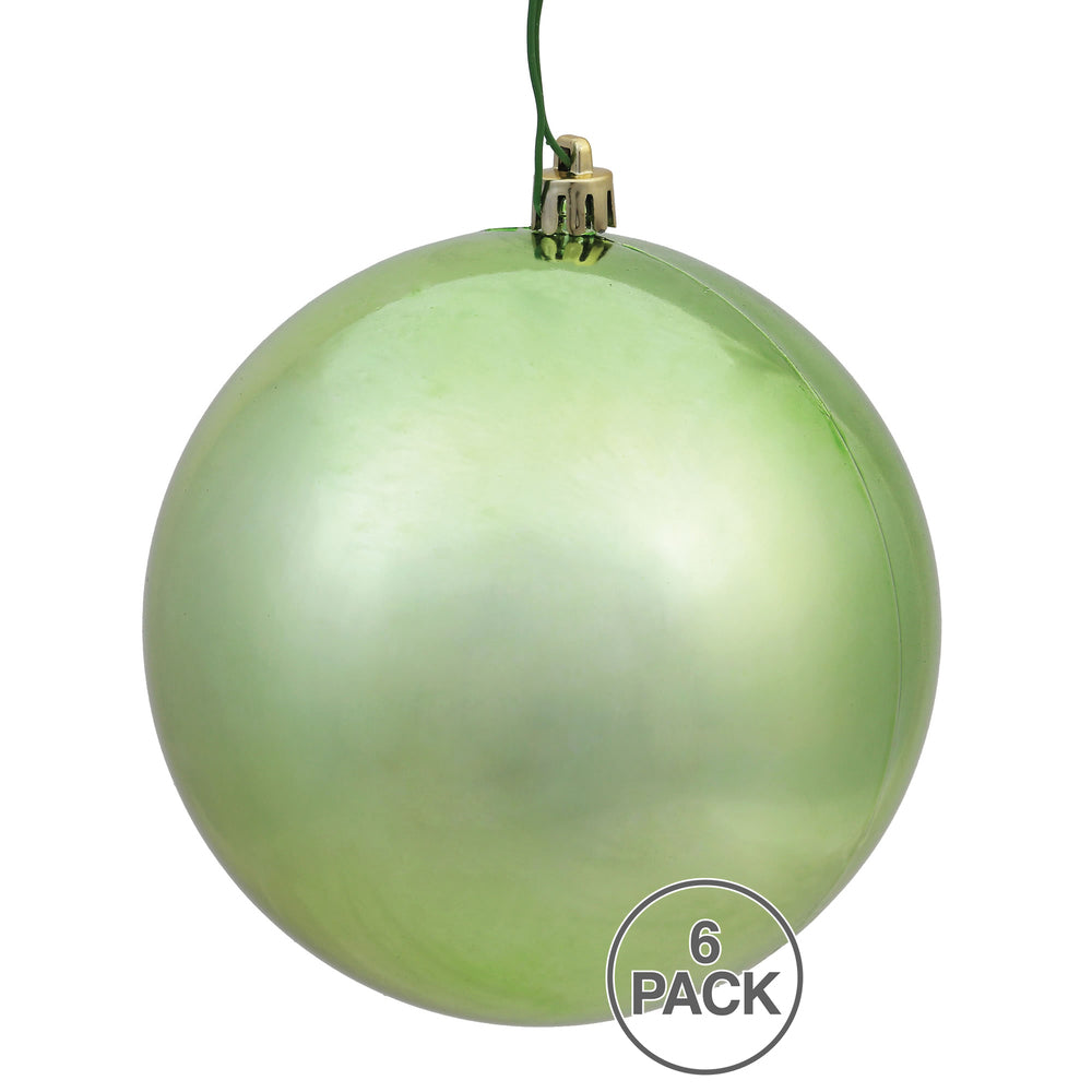 Vickerman 4" Celadon Shiny Ball Ornament 6 per Bag