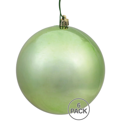Vickerman 4" Celadon Shiny Ball Ornament 6 per Bag