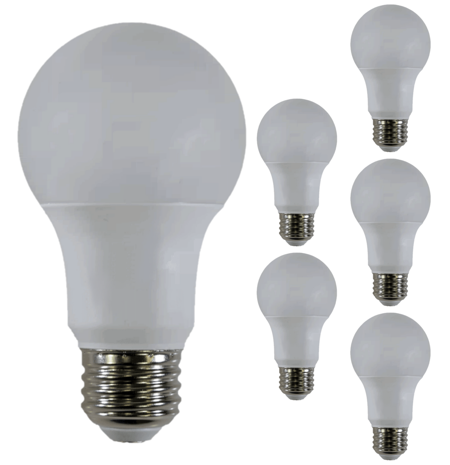 Damar A19 LED Light Bulb 5.5W 450 Lumen E26 Medium Base 5000K Bright White for Bedroom Living Room Lamp Home Light Bulb 120V CRI80 300° Beam Angle Dry/Damp Location White Finish Pack of 6