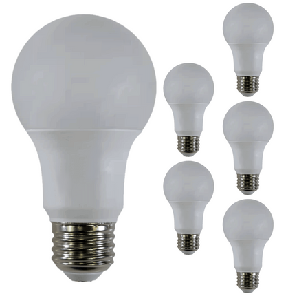 Damar A19 LED Light Bulb 5.5W 450 Lumen E26 Medium Base 5000K Bright White for Bedroom Living Room Lamp Home Light Bulb 120V CRI80 300° Beam Angle Dry/Damp Location White Finish Pack of 6