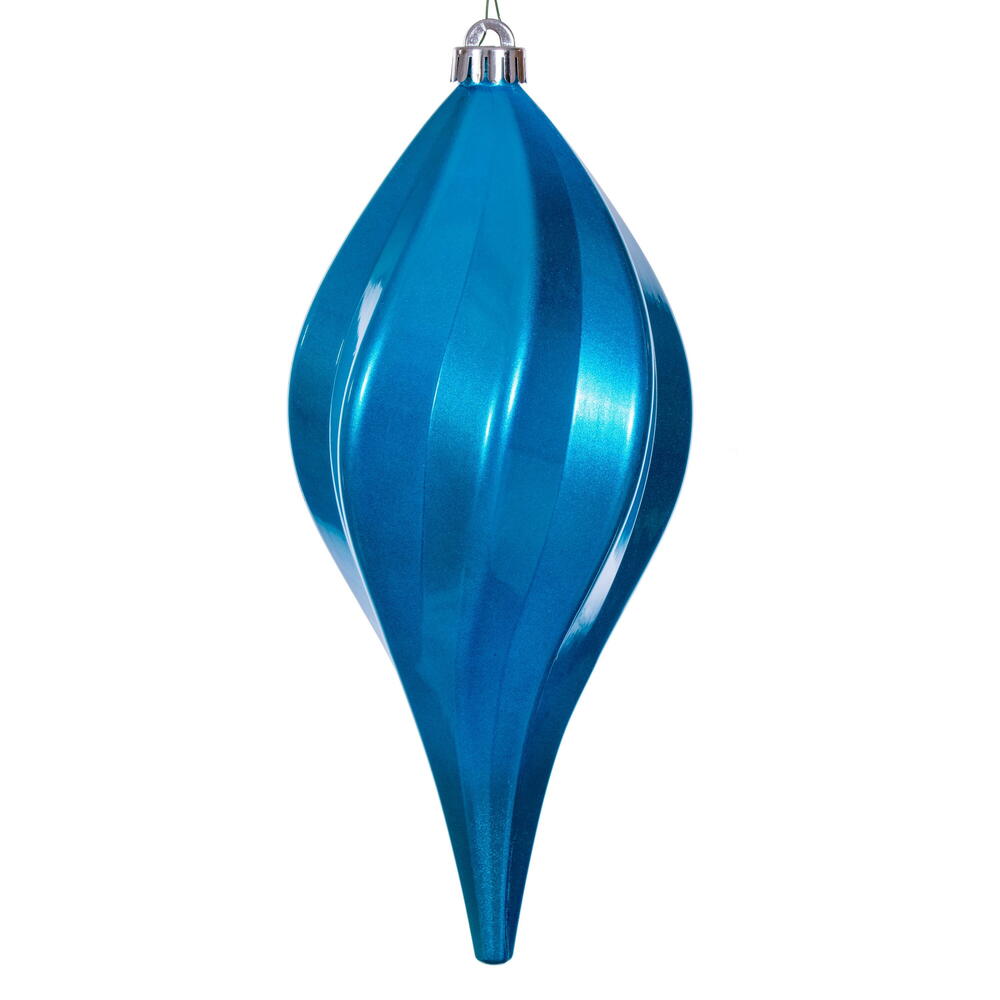 Vickerman 12" Turquoise UV Candy Swirl Drop Christmas Ornament