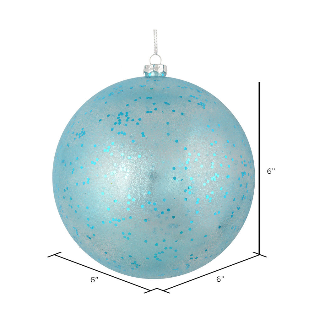 Vickerman 6" Baby Blue Glitter Clear Ball 4 per Bag