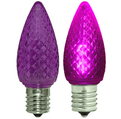 Damar- C9 LED Replacement Christmas Light Bulbs Faceted Transparent Purple 0.96W E17 Intermediate Base Dimmable 100-130V Pack of 6- Commercial Grade Shatterproof String Colored Light for Patio