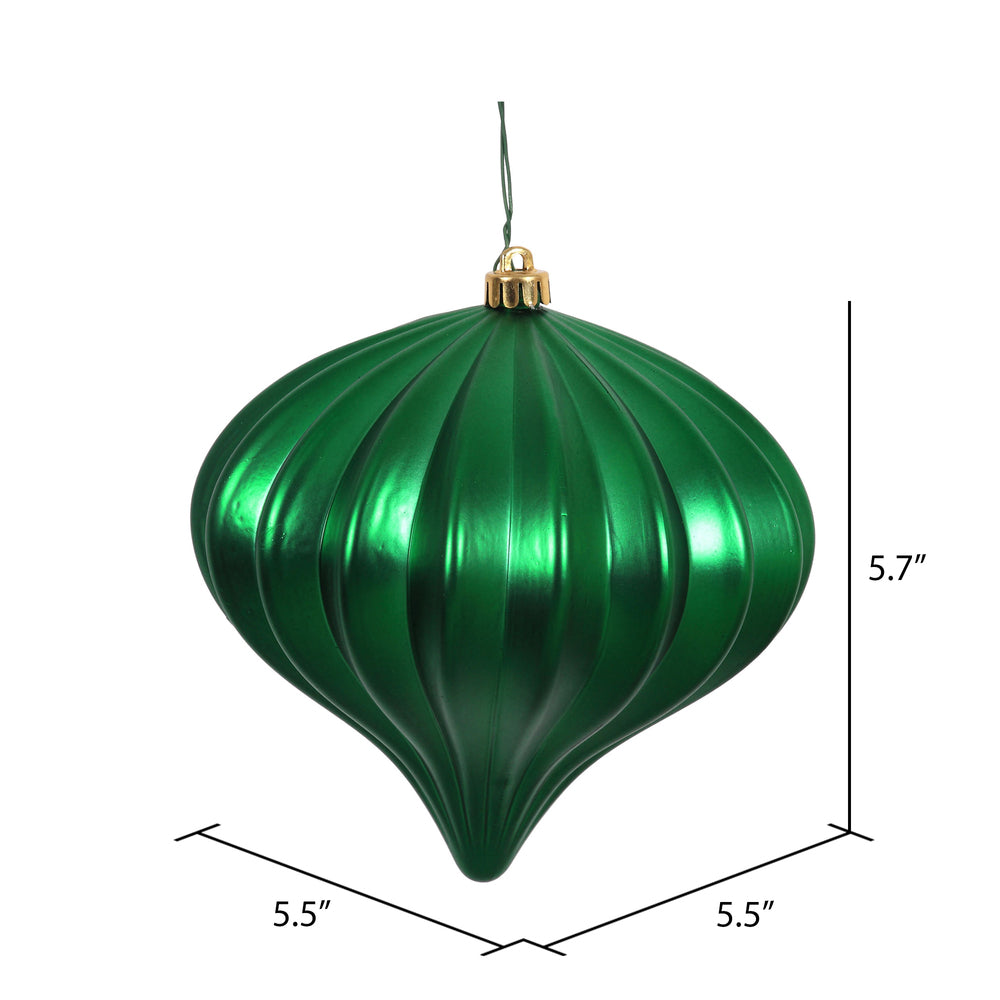 Vickerman 5.7" Green Matte Onion Christmas Ornament UV treated Set of 3