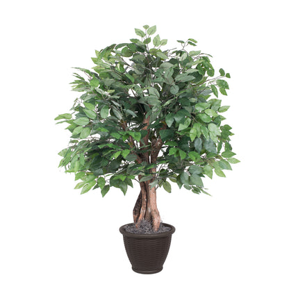 Vickerman 4' Artificial Ficus Extra Full Bush Brown Plastic Container.
