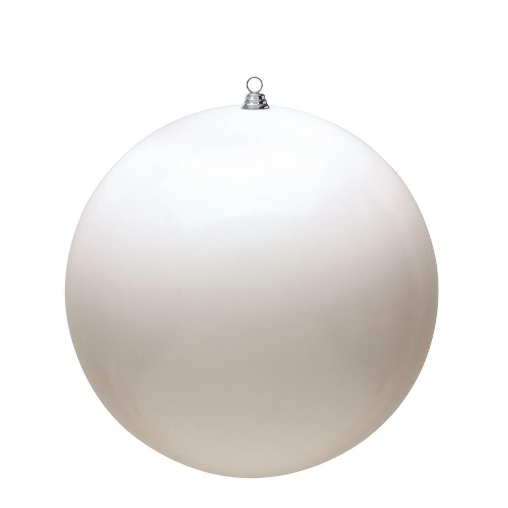 Vickerman 4" White Shiny Ball Ornament 6 per Bag