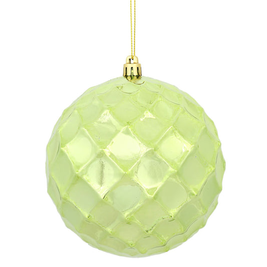 Vickerman 4" Celadon Shiny Diamond Bauble Ornament 6 per Bag