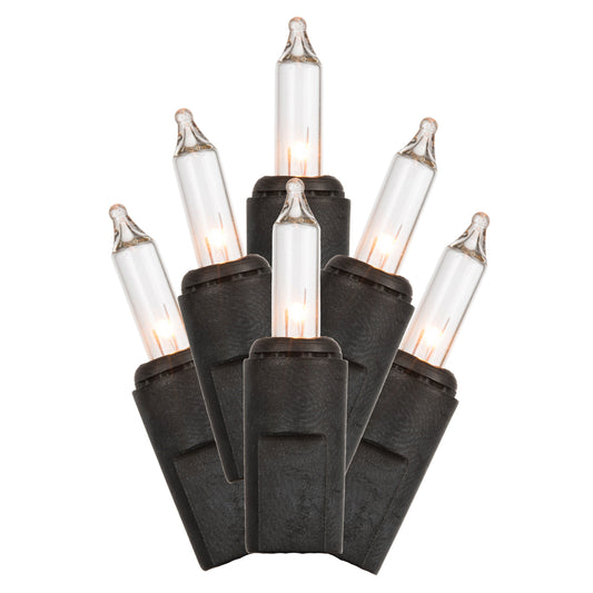 Vickerman 50 Clear Dura-lit Mini Light on Black Wire, 37' Christmas Light Strand