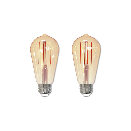 BULBRITE LED ST18 MEDIUM SCREW (E26) 5W DIMMABLE FILAMENT LIGHT BULB 2200K/AMBER 40W INCANDESCENT EQUIVALENT 2PK (776801)