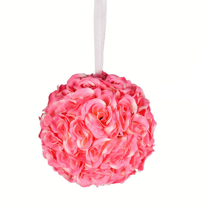 Vickerman 8" Artificial Pink Rose Ball.