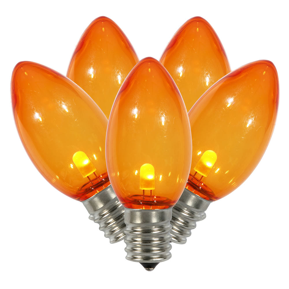 Vickerman C9 Transparent Plastic LED Orange Dimmable Bulb E17 Nickel Base 25 per bag