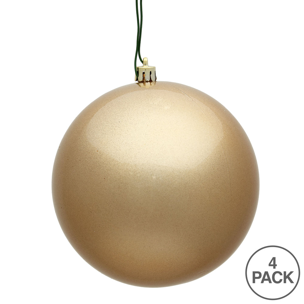 Vickerman 6" Café Latte Candy Ball Ornament 4 per Bag