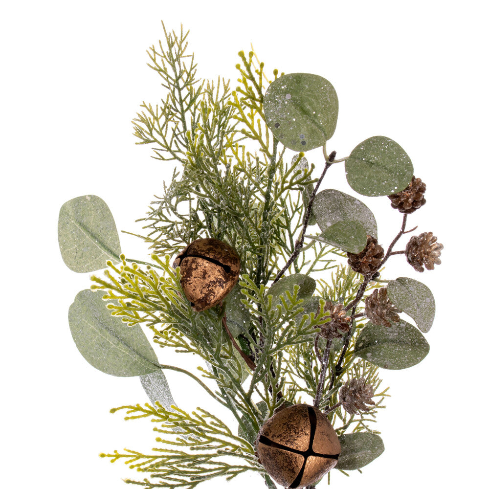Vickerman 22" Artificial Winter Cedar Pinecone Eucalyptus and Brown Jingle Bell Wreath