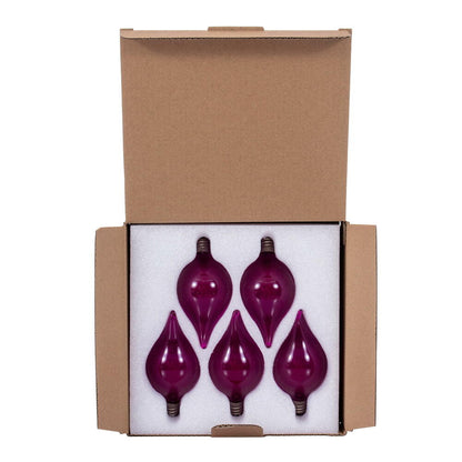 Vickerman 5 Pink LED G45 Glass Flame Tip Replacement Bulbs. E12 Base. Indoor/Outdoor Use. 120V, 0.6W