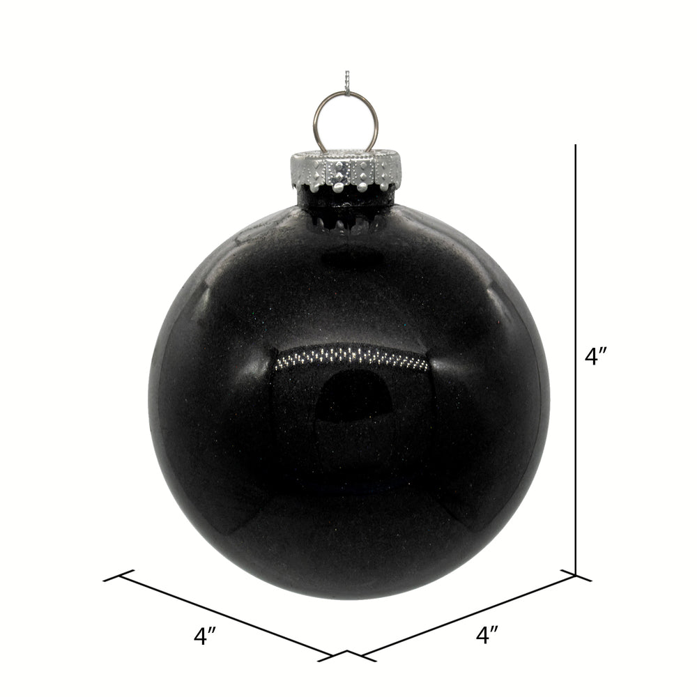 Vickerman 4" Clear Ball Christmas Ornament with Black Glitter Interior 6 Pieces per bag