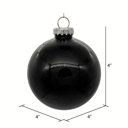 Vickerman 4" Clear Ball Christmas Ornament with Black Glitter Interior 6 Pieces per bag