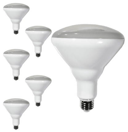 Damar BR40 LED Flood Light Bulb 9W 650 Lumen E26 Medium Base 3500K Neutral White for Interior Home Decor Kitchen Recessed Can Light Bulbs 120V 120° Beam Angle Dimmable White Finish Pack of 6