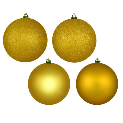 Vickerman 6" Medallion Gold 4-Finish Ball Ornament Assortment 4 per Box