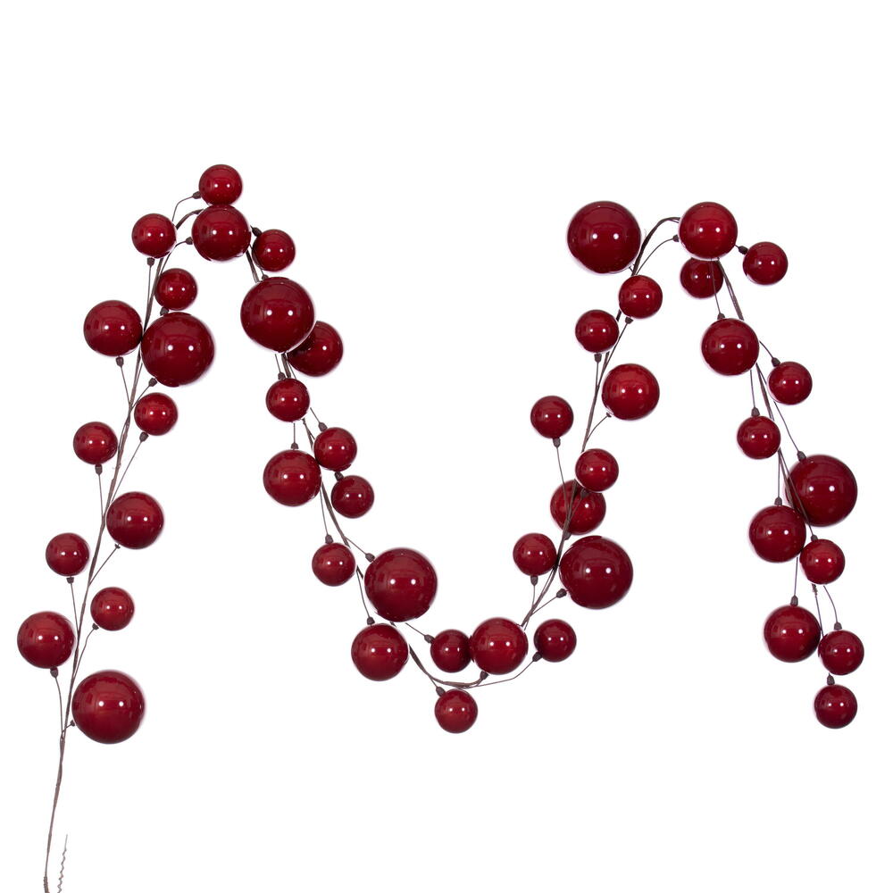 Vickerman 10' Red Pearl Branch Ball Wire Garland.