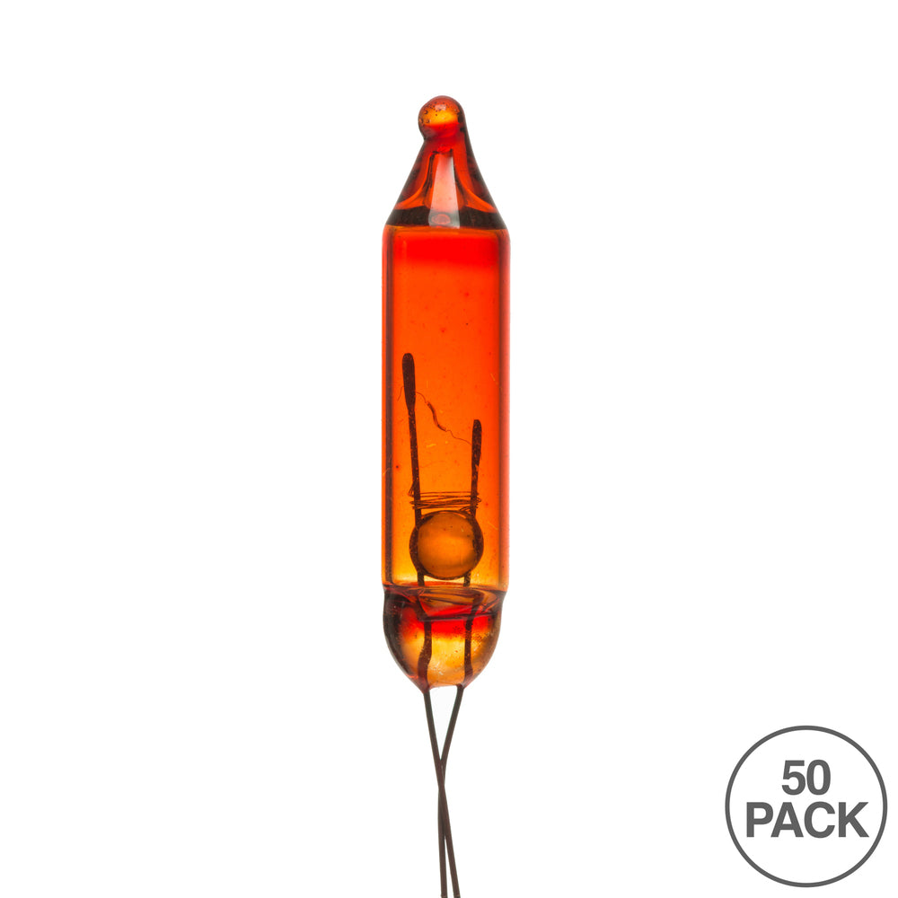 Vickerman Amber Glass Incandescent Mini Bulb with Pinched Base 2.5 Volt 170mA 50 per bag
