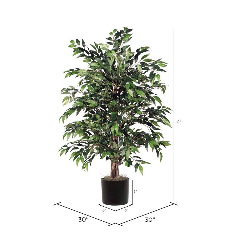 Vickerman 4' Artificial Green Smilax Bush Black Plastic Pot.