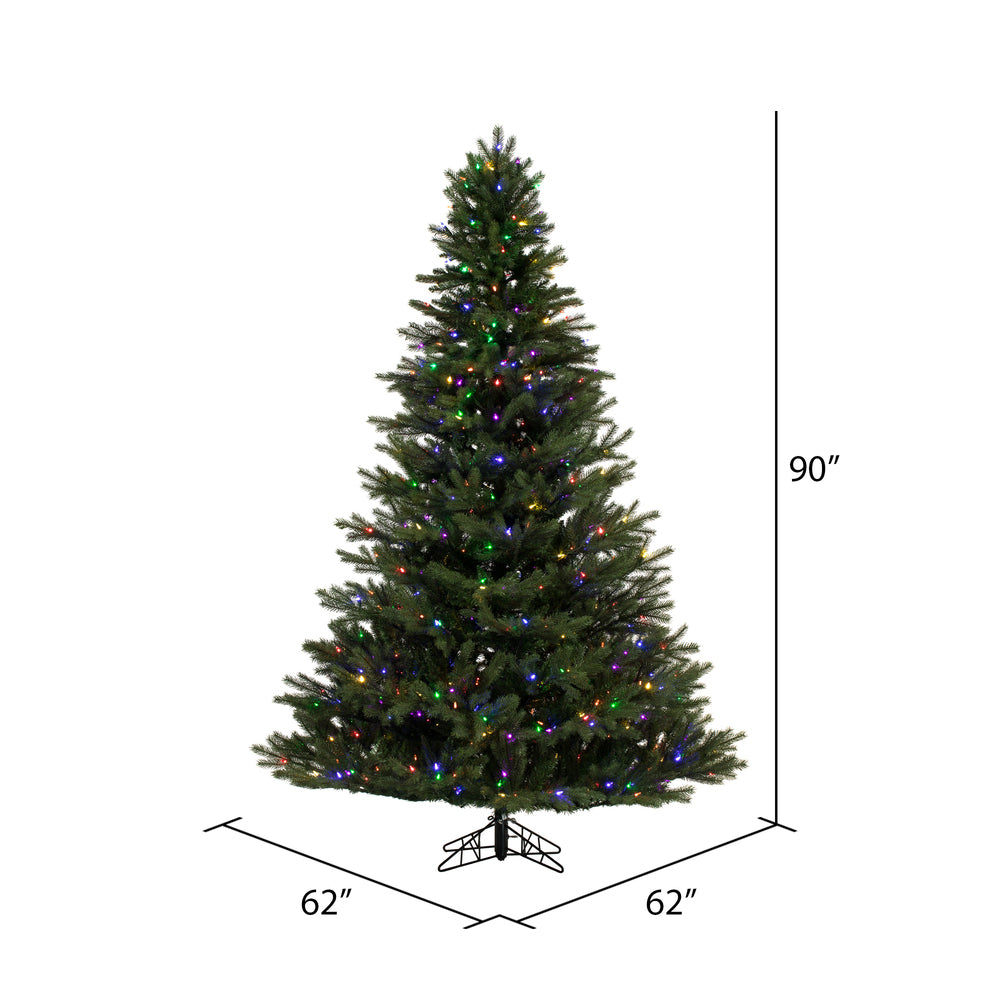 Vickerman 7.5' x 62" Balsam Spruce Artificial Christmas Tree Multi-colored Dura-Lit LED lights