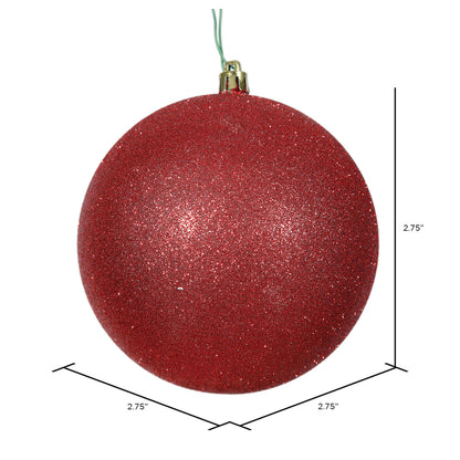 Vickerman 2.75" Red Glitter Ball Ornament 12 per Bag