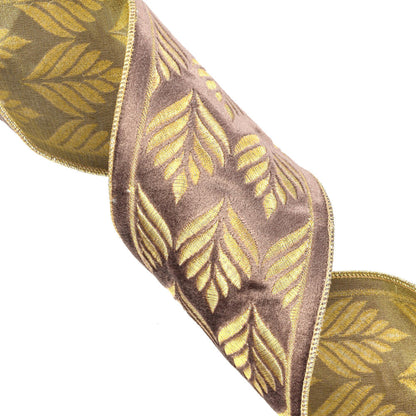 Vickerman 4" x 10 Yards Light Brown Embroidery Ribbon