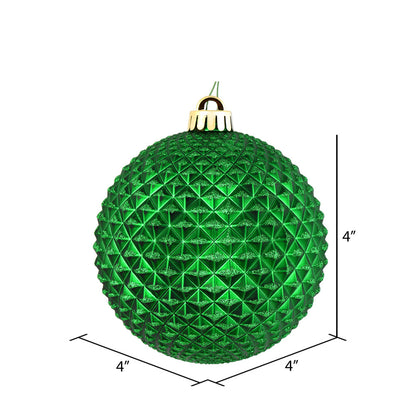 Vickerman 4" Green Durian Glitter Ball Ornament 6 per Bag