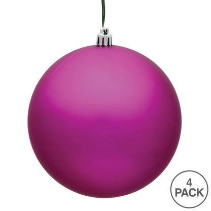 Vickerman 4.75" Fuchsia Matte Ball Ornament 4 per Bag