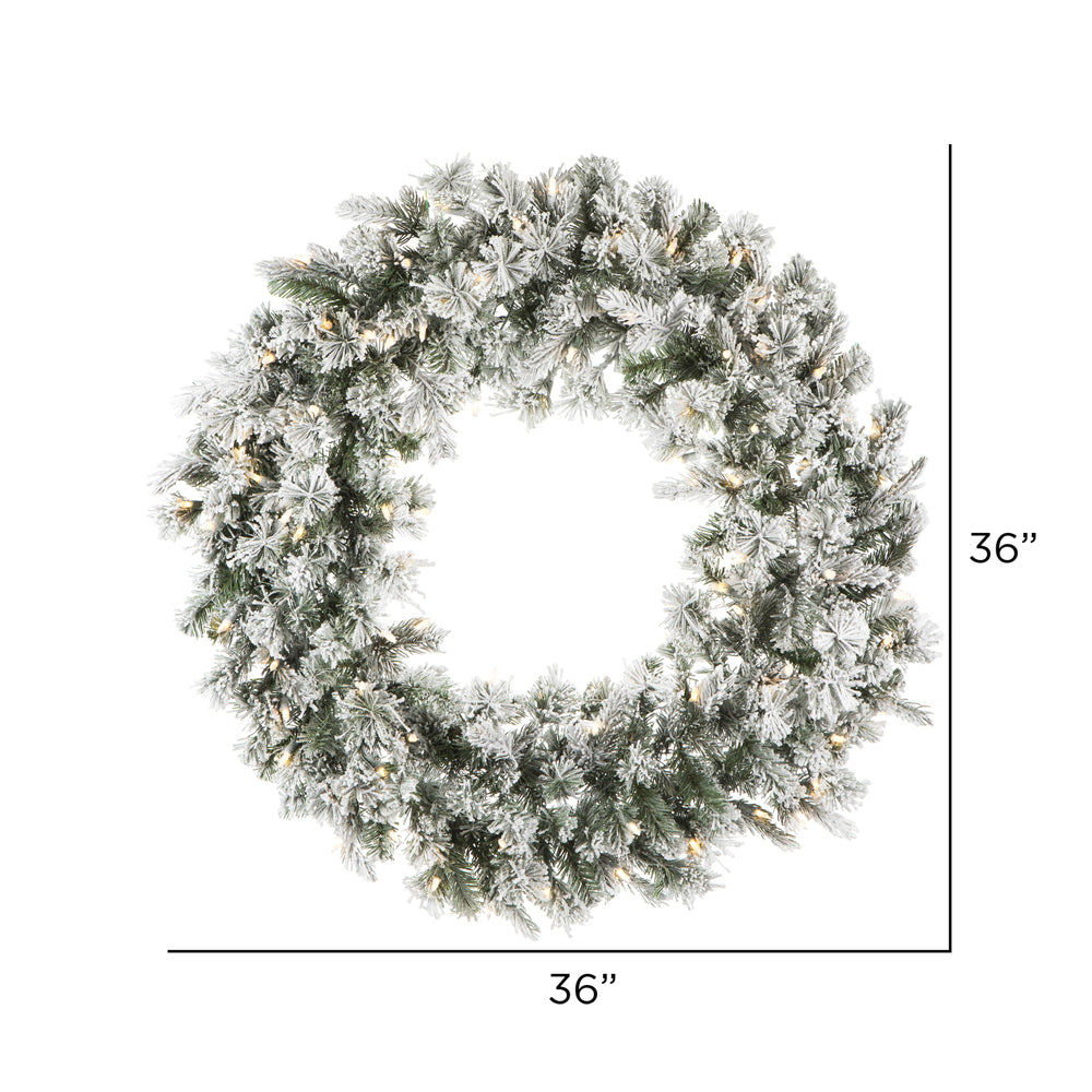 Vickerman 36" Flocked Kiana Artificial Christmas Wreath Warm White Dura-Lit® LED Mini Lights