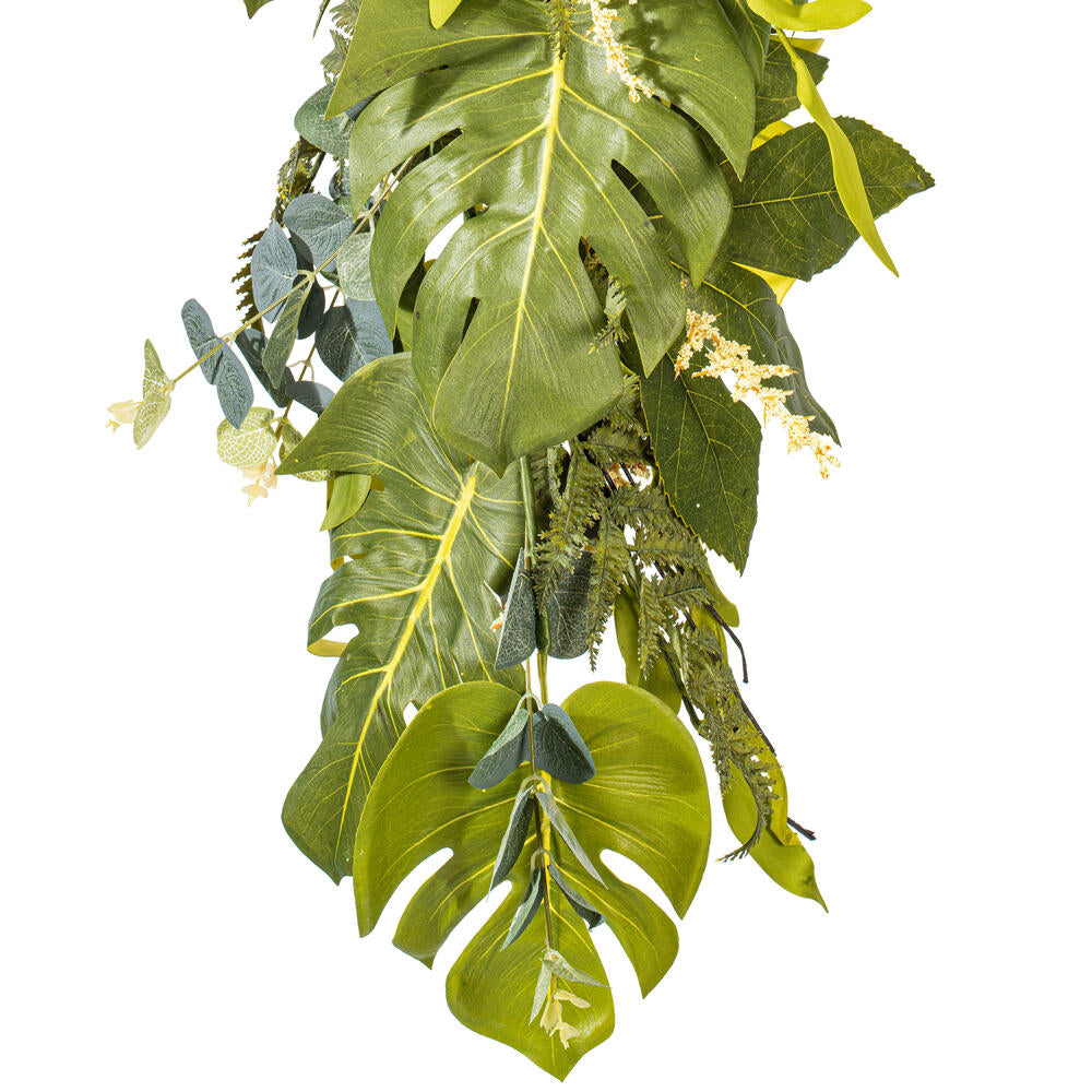 Vickerman 6'Artificial Green Mixed Jungle Foliage Garland. Combination of leaves.