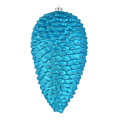 Vickerman 7" Turquoise Matte Glitter Pinecone Christmas Ornament 4 per pack