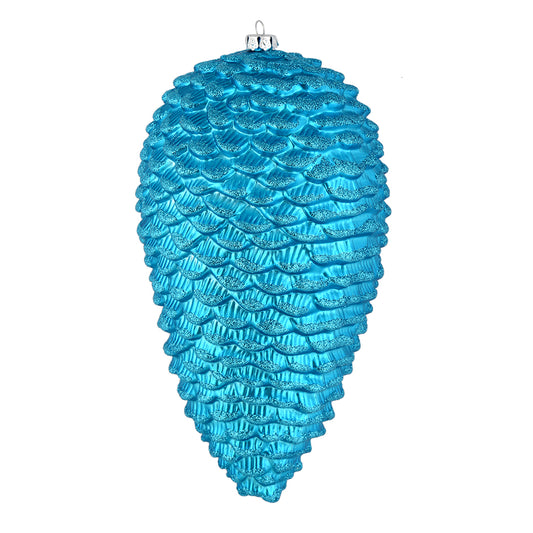 Vickerman 7" Turquoise Matte Glitter Pinecone Christmas Ornament 4 per pack