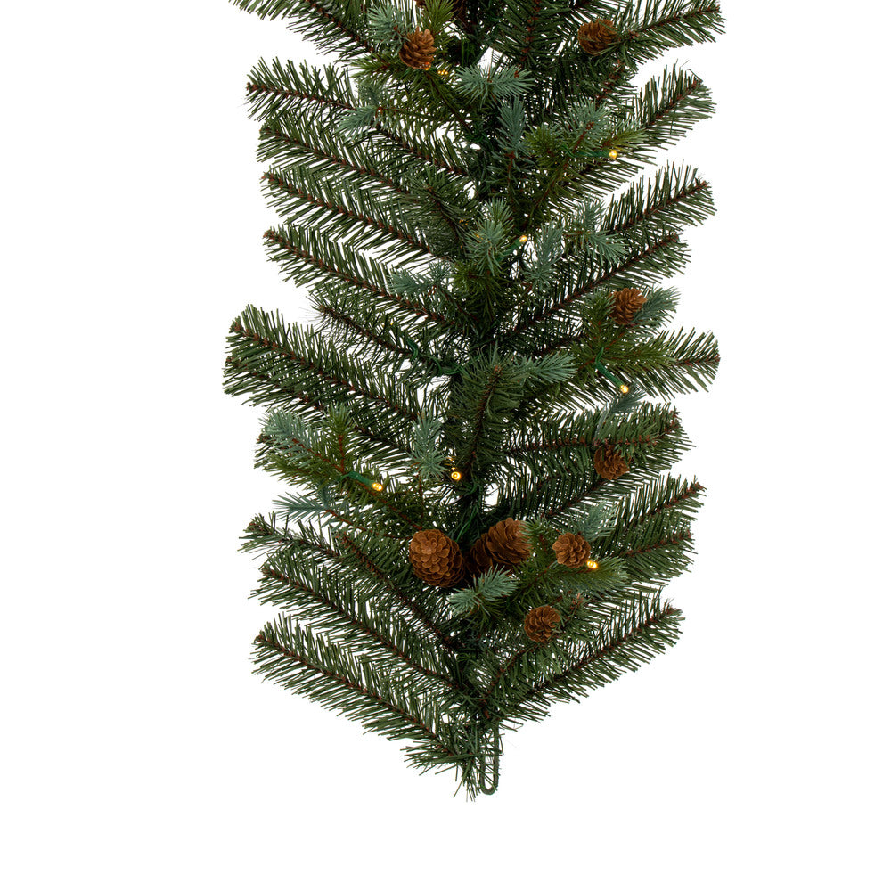 Vickerman 6' x 14" Blue Spruce Pine Cone Artificial Pre-Lit Garland Battery Operated Warm White LED Lights.