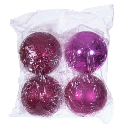 Vickerman 6" Hot Pink 4-Finish Ball Ornament 4 per bag.