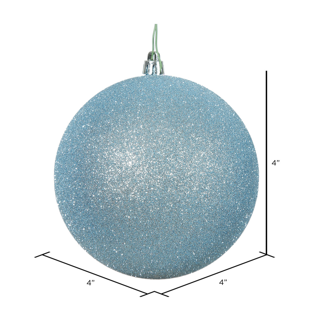 Vickerman 4" Baby Blue Glitter Ball Ornament 6 per Bag