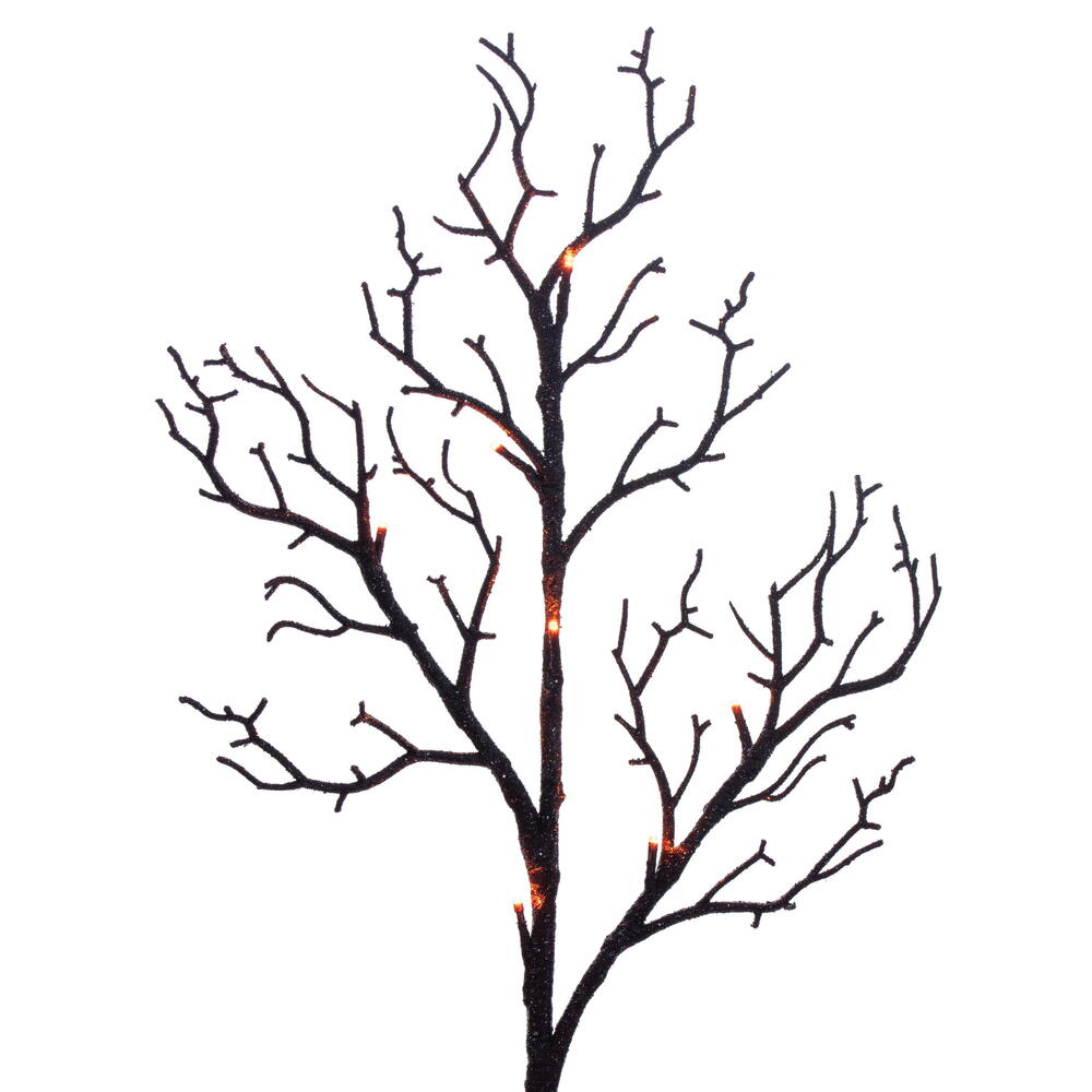 Vickerman 4' Black Twig Tree 48 Purple/Orange LED Lights.