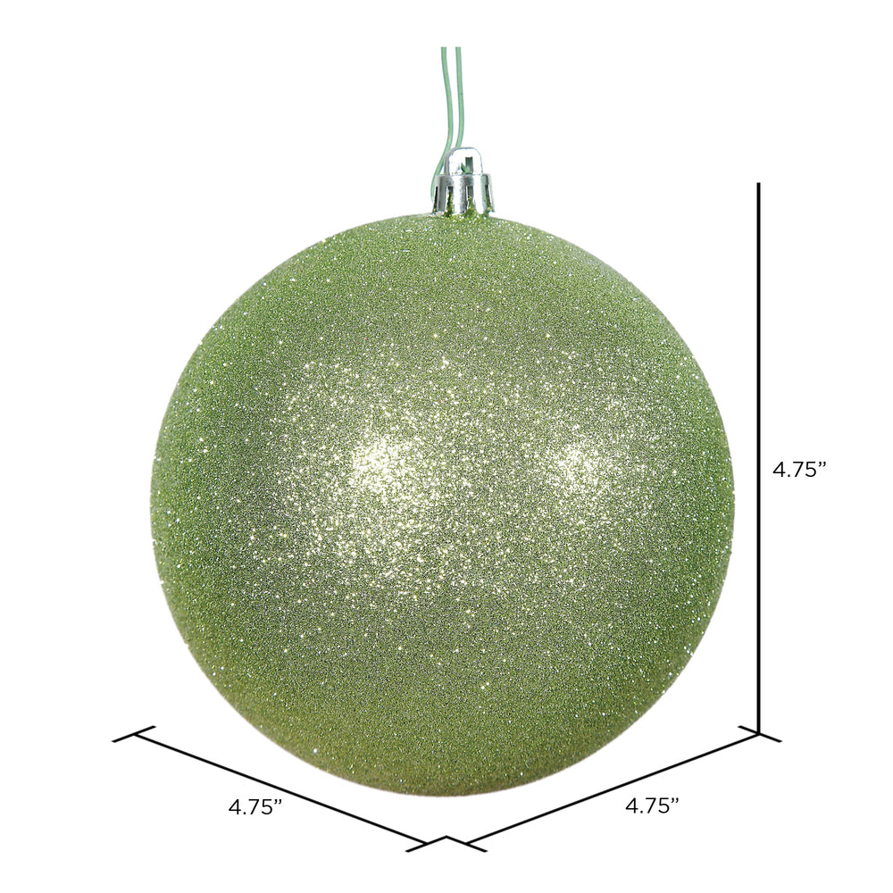 Vickerman 4.75" Celadon Glitter Ball Ornament 4 per Bag