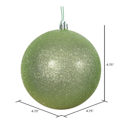 Vickerman 4.75" Celadon Glitter Ball Ornament 4 per Bag