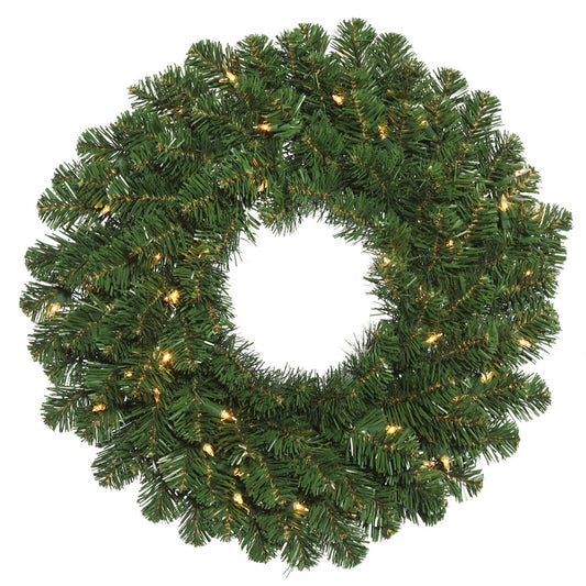 Vickerman 24" Oregon Fir Artificial Christmas Wreath Clear Dura-lit Incandescent Mini Lights