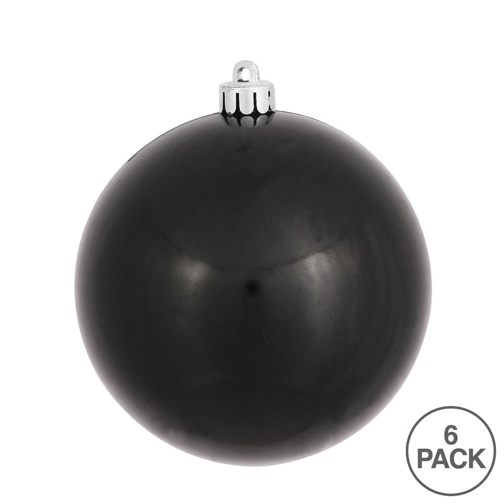 Vickerman 4" Black Candy Ball Ornament 6 per Bag