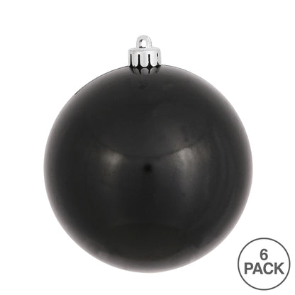 Vickerman 4" Black Candy Ball Ornament 6 per Bag