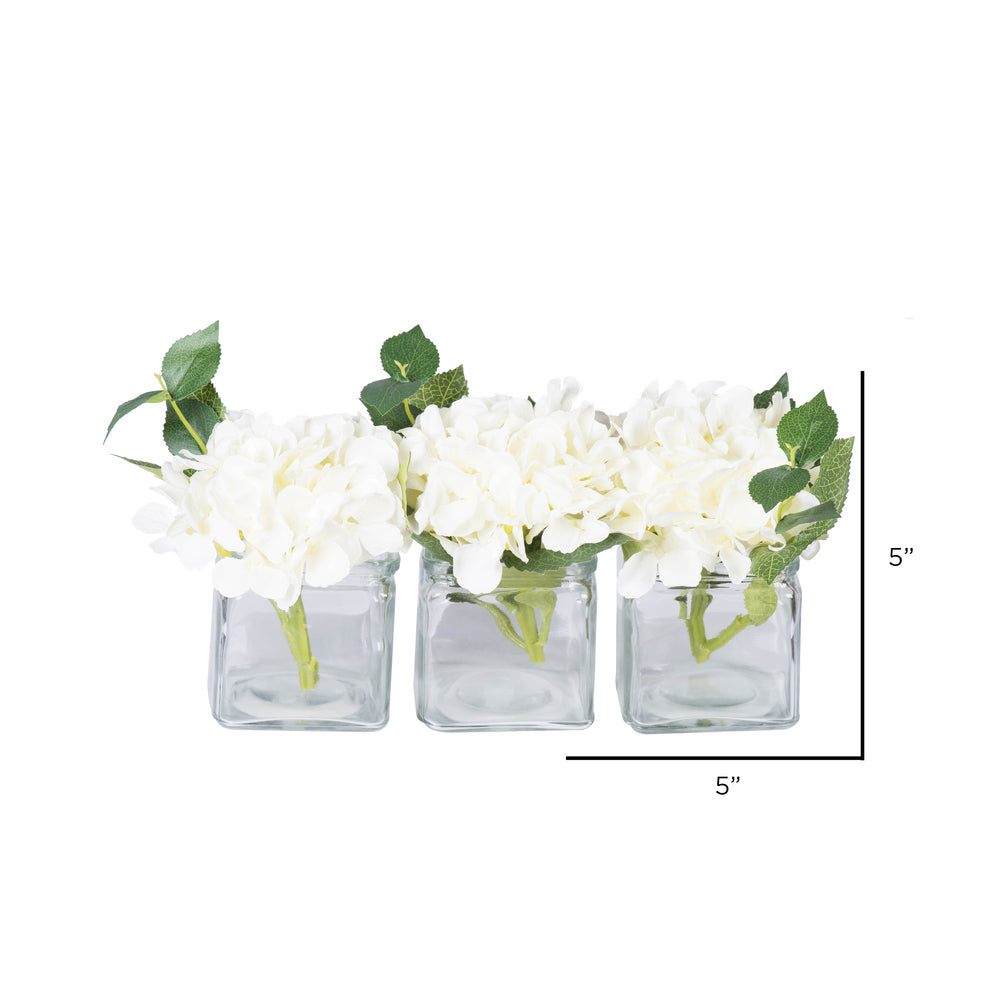 Vickerman Artificial 5" White Hydrangea in Cube.
